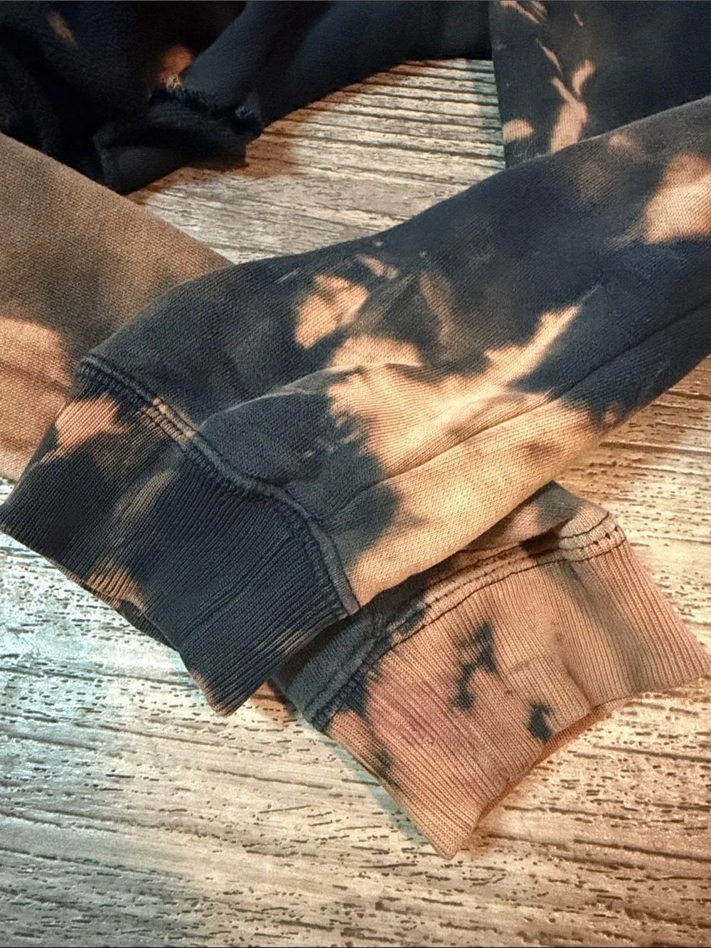 Nike Black & Orange Acid Wash Tie-Dye Cropped Sweatshirt